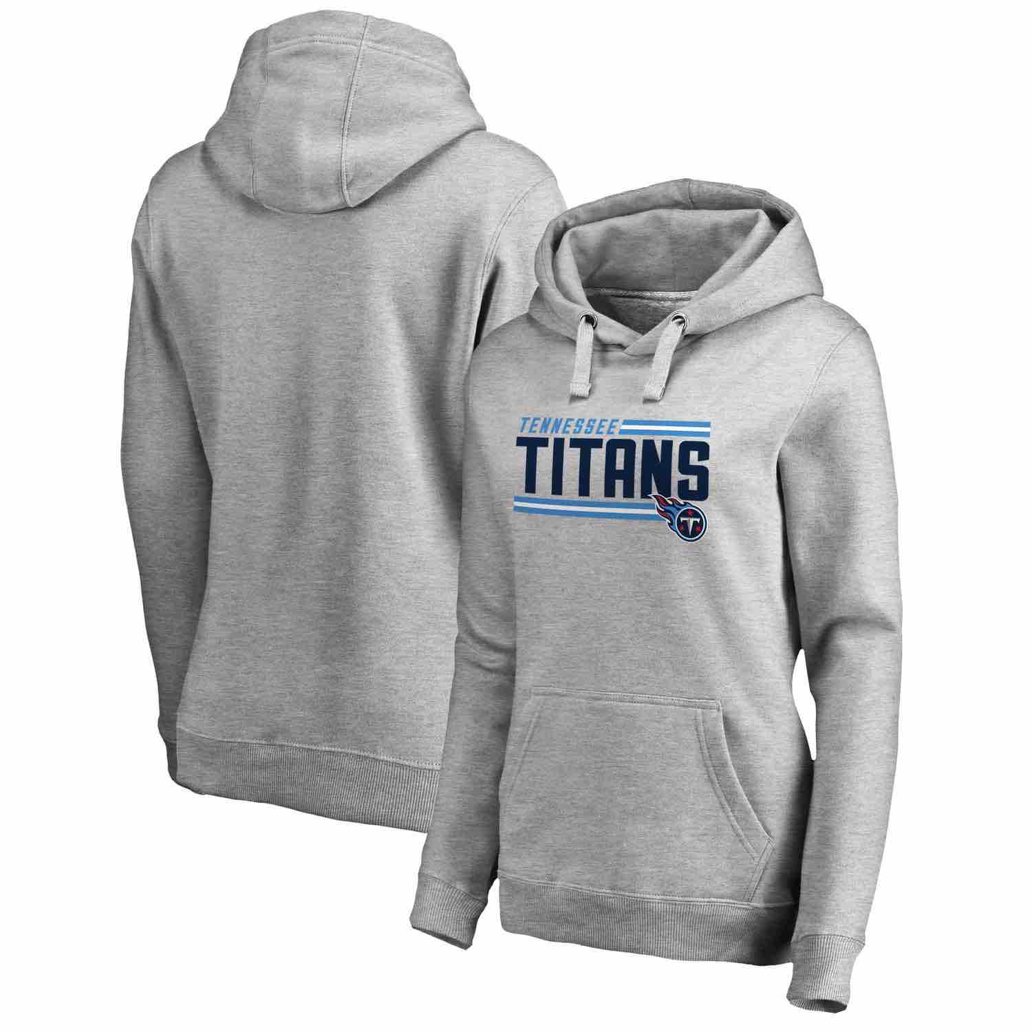 Womens Tennessee Titans NFL Pro Line by Fanatics Branded Ash Iconic Collection On Side Stripe Pullover Hoodie