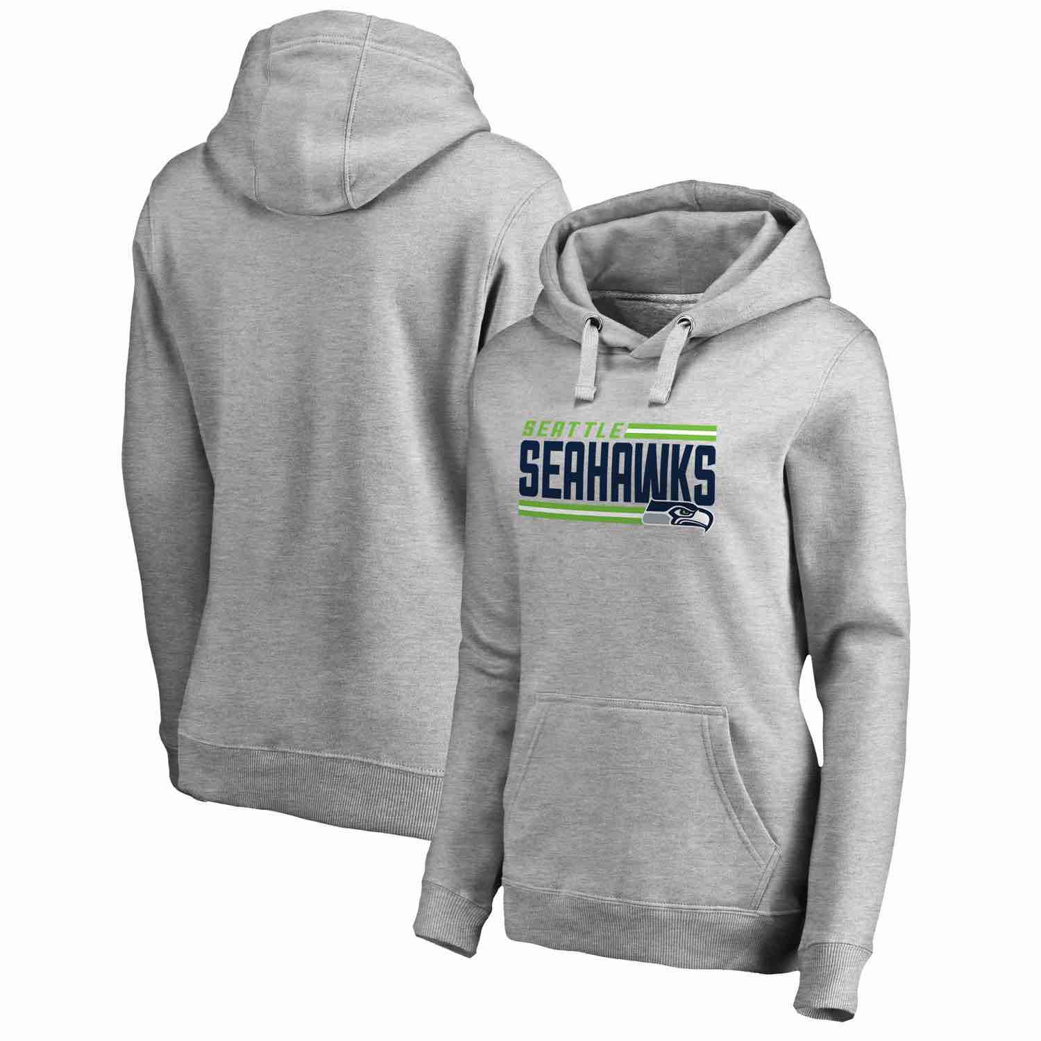 Womens Seattle Seahawks NFL Pro Line by Fanatics Branded Ash Iconic Collection On Side Stripe Pullover Hoodie