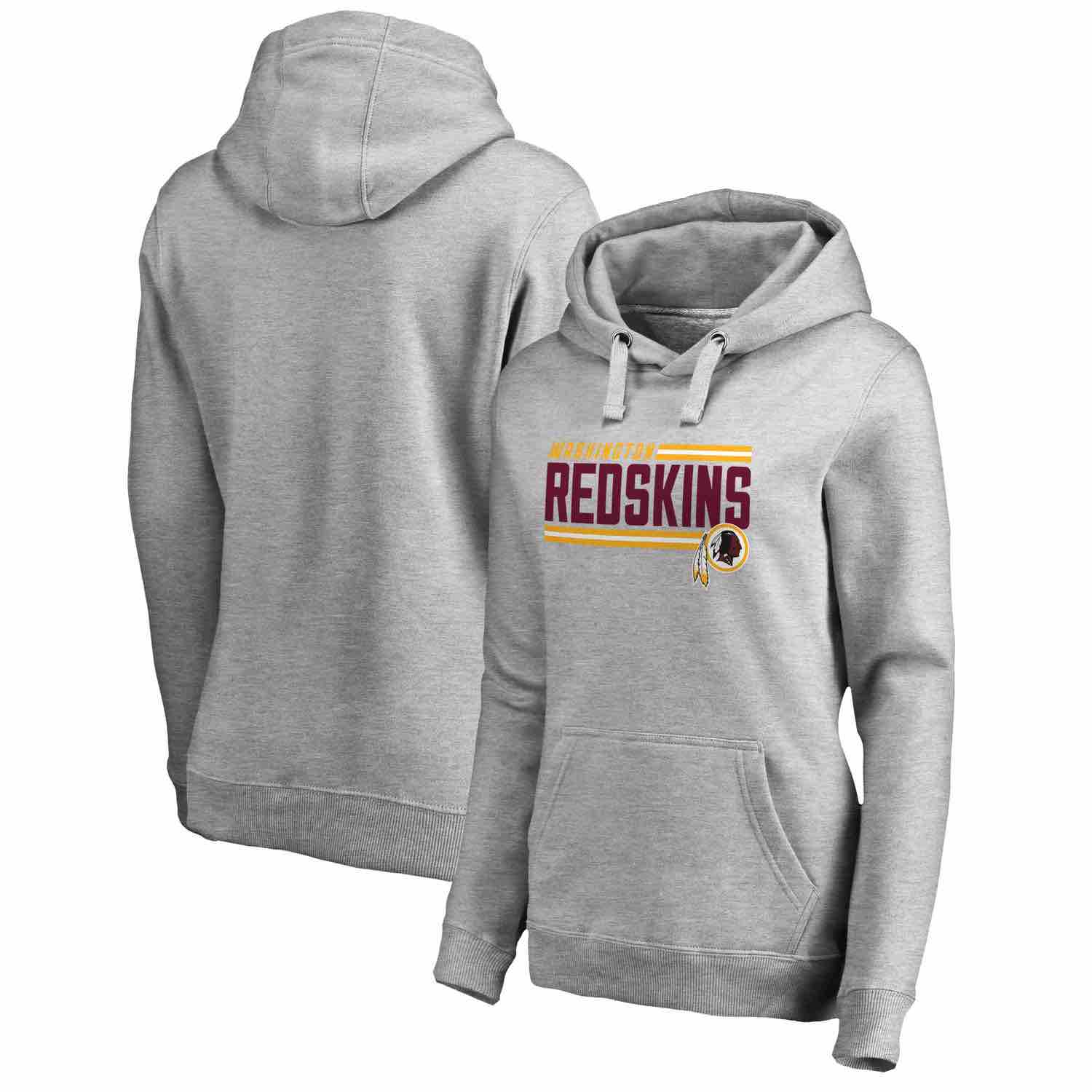 Womens Washington Redskins NFL Pro Line by Fanatics Branded Ash Iconic Collection On Side Stripe Pullover Hoodie