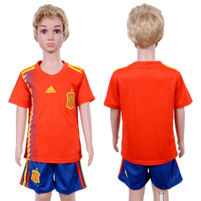 2018 World Cup Spain Soccer Home Kids Jersey Suit