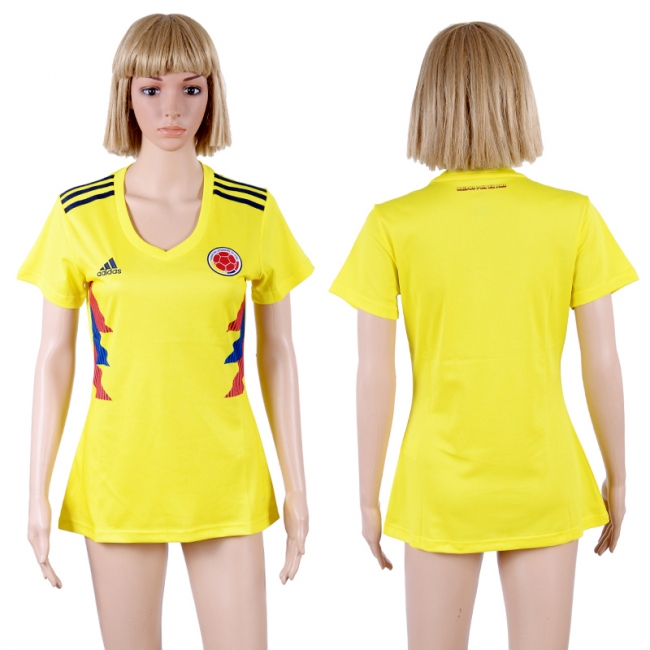 2018 World Cup Columbia Soccer Home Women Jersey Suit