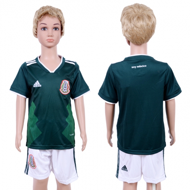 2018 Soccer Mexico Home White Kids Jersey Suit