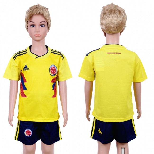2018 World Cup Columbia Soccer Home Kids Jersey Suit