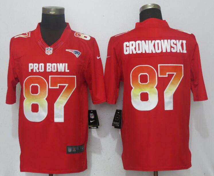 New Nike New England Patriots 87 Gronkowski Red Nike Royal 2018 Pro Bowl Limited Jersey
