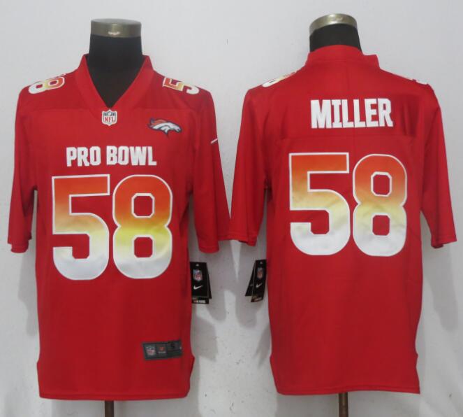 NEW Nike Denver Broncos 58 Miller Red Nike Royal 2018 Pro Bowl Limited Jersey