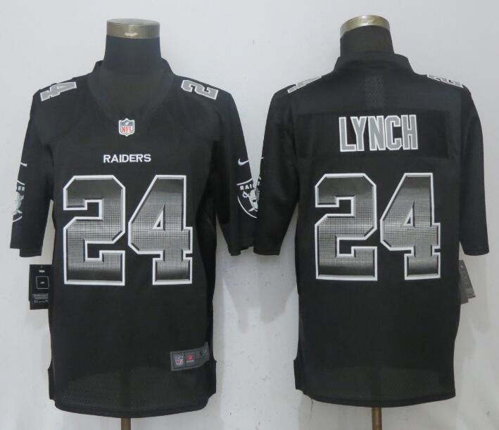 New Nike Oakland Raiders 24 Lynch Black Strobe Limited Jersey