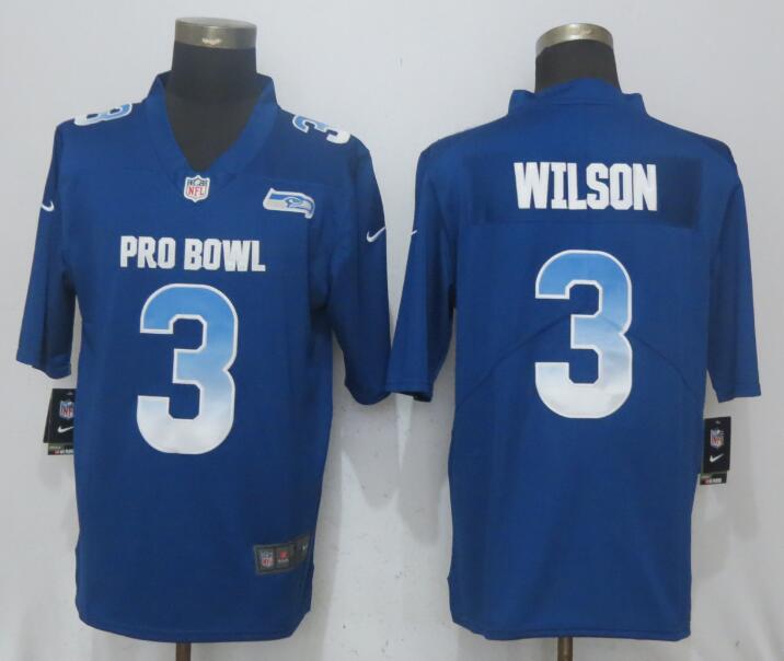 Nike Seattle Seahawks 3 Wilson Blue Nike Royal 2018 Pro Bowl Limited Jersey  
