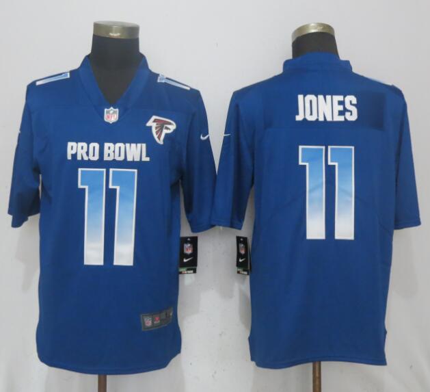 New Nike Atlanta Falcons 11 Jones Blue Nike Royal 2018 Pro Bowl Limited Jersey  