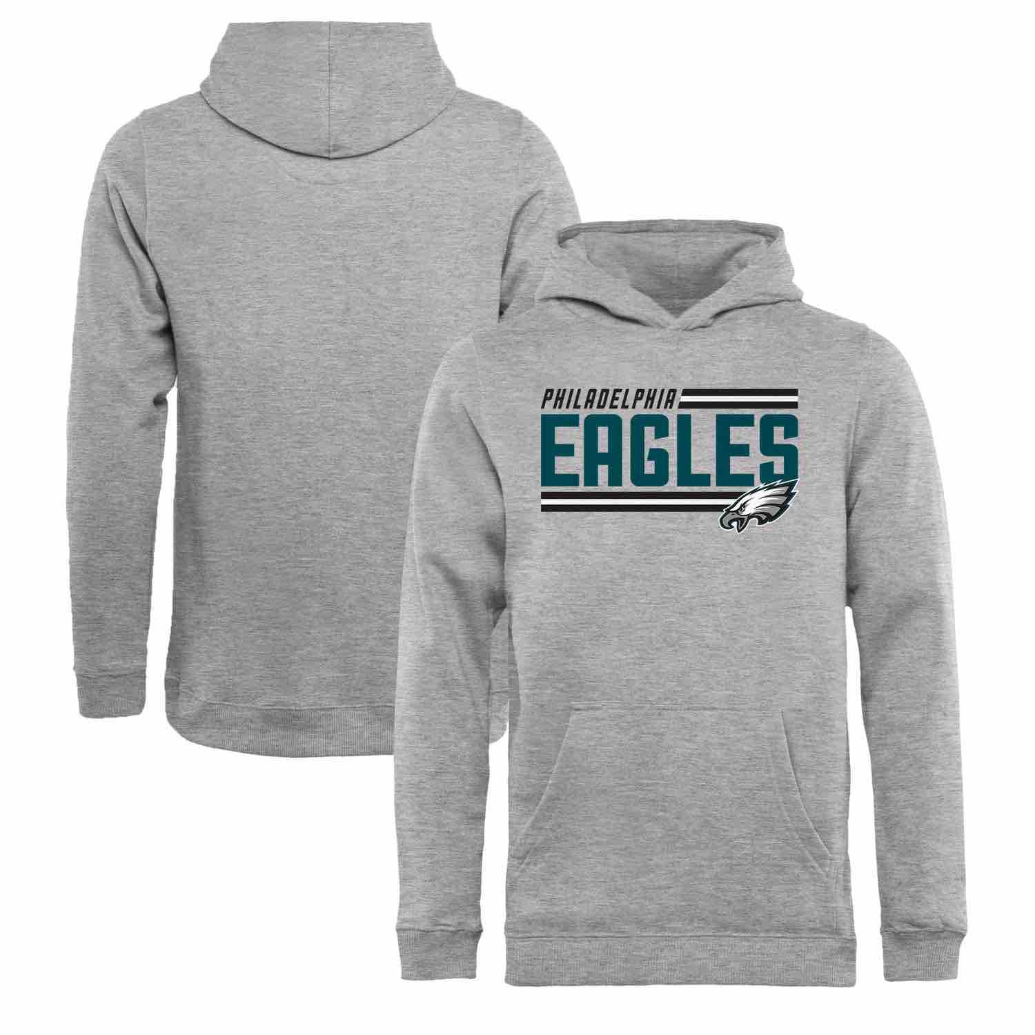 Youth Philadelphia Eagles NFL Pro Line by Fanatics Branded Ash Iconic Collection On Side Stripe Pullover Hoodie