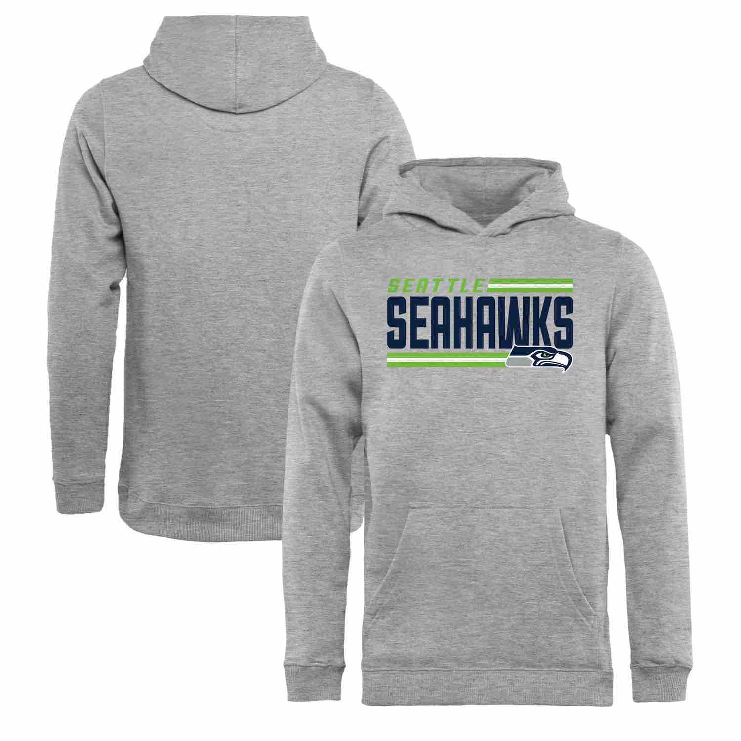 Youth Seattle Seahawks NFL Pro Line by Fanatics Branded Ash Iconic Collection On Side Stripe Pullover Hoodie