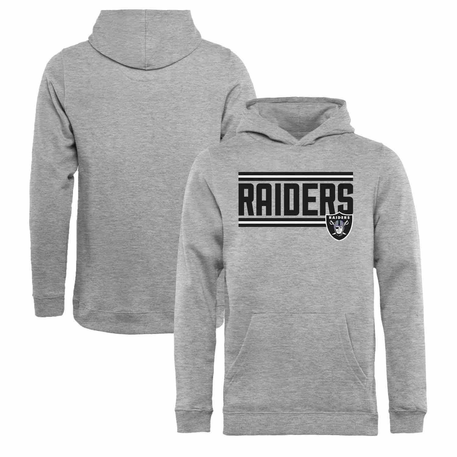 Youth Oakland Raiders NFL Pro Line by Fanatics Branded Ash Iconic Collection On Side Stripe Pullover Hoodie