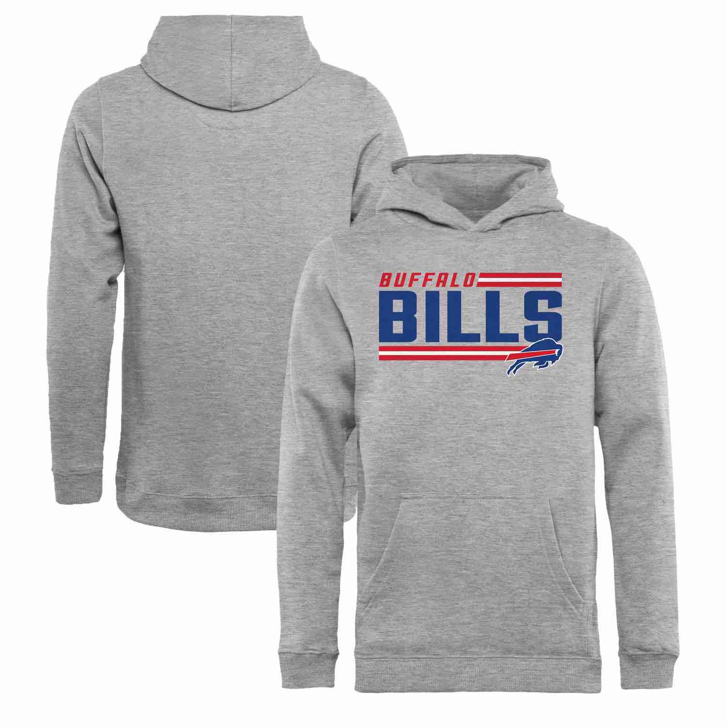 Youth Buffalo Bills NFL Pro Line by Fanatics Branded Ash Iconic Collection On Side Stripe Pullover Hoodie