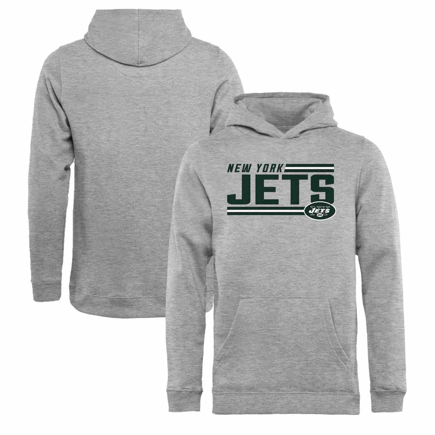 Youth New York Jets NFL Pro Line by Fanatics Branded Ash Iconic Collection On Side Stripe Pullover Hoodie