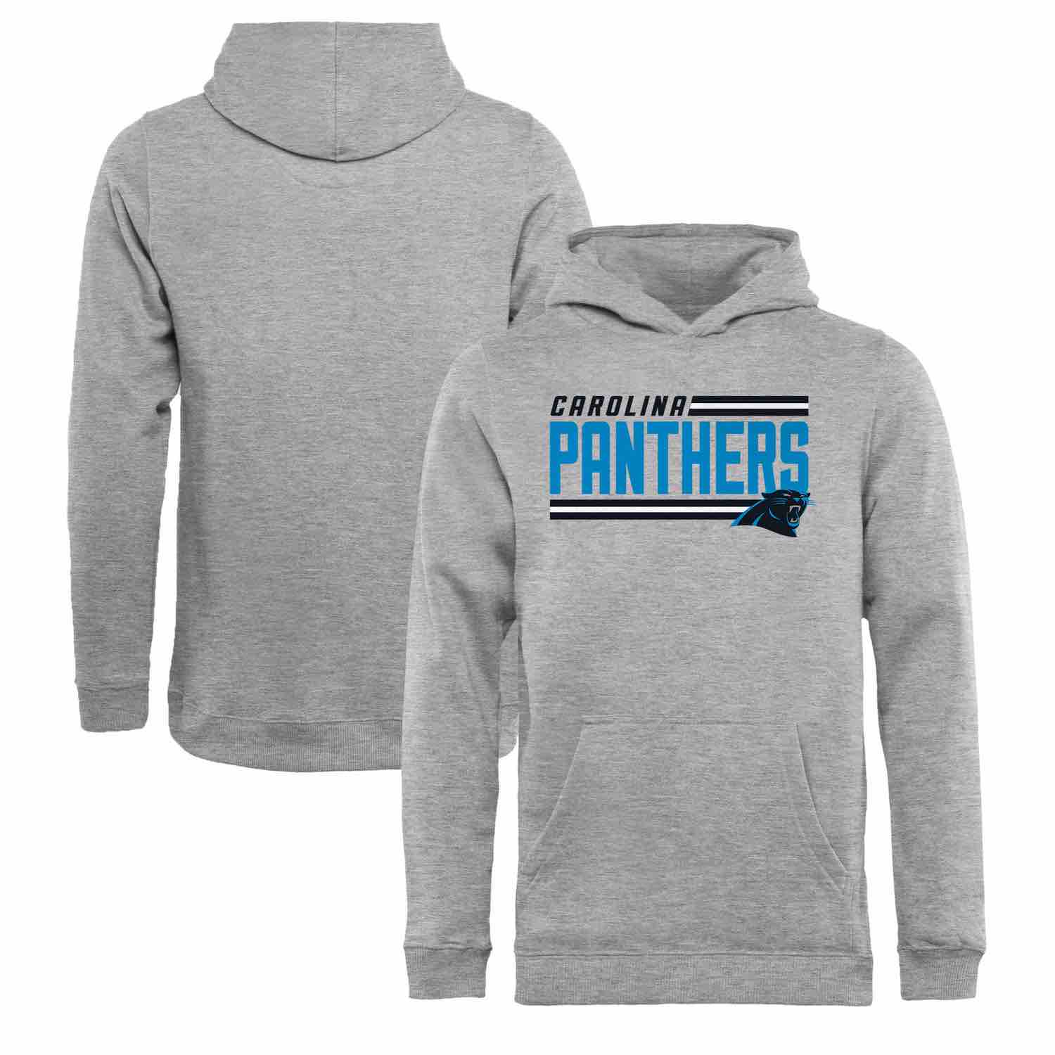 Youth Carolina Panthers NFL Pro Line by Fanatics Branded Ash Iconic Collection On Side Stripe Pullover Hoodie