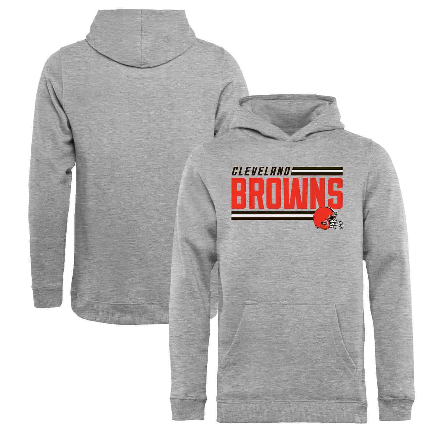 Youth Cleveland Browns NFL Pro Line by Fanatics Branded Ash Iconic Collection On Side Stripe Pullover Hoodie