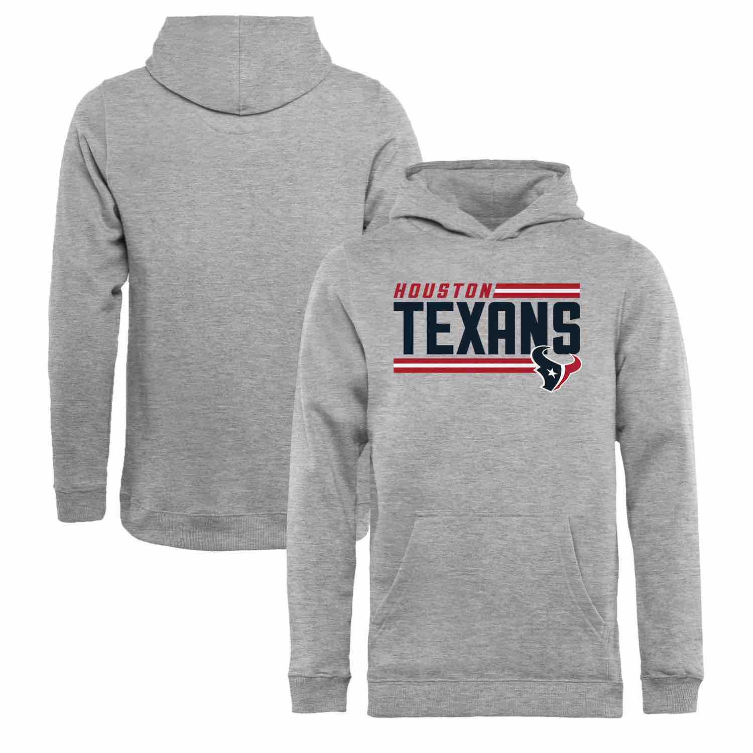 Youth Houston Texans NFL Pro Line by Fanatics Branded Ash Iconic Collection On Side Stripe Pullover Hoodie