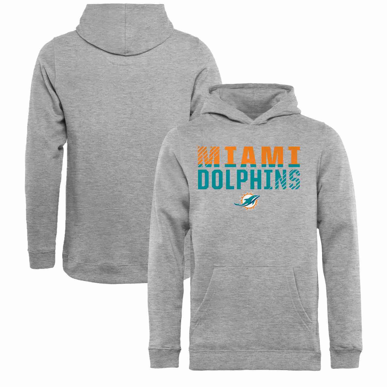 Youth Miami Dolphins NFL Pro Line by Fanatics Branded Ash Iconic Collection Fade Out Pullover Hoodie