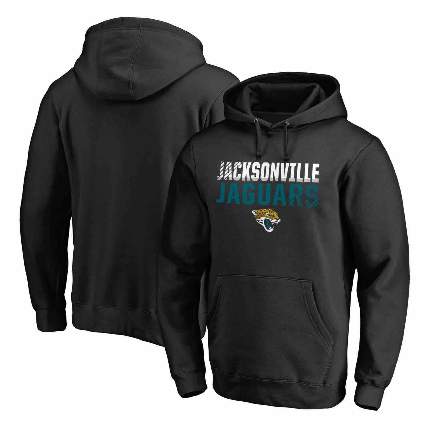 Mens Jacksonville Jaguars NFL Pro Line by Fanatics Branded Black Iconic Collection Fade Out Pullover Hoodie