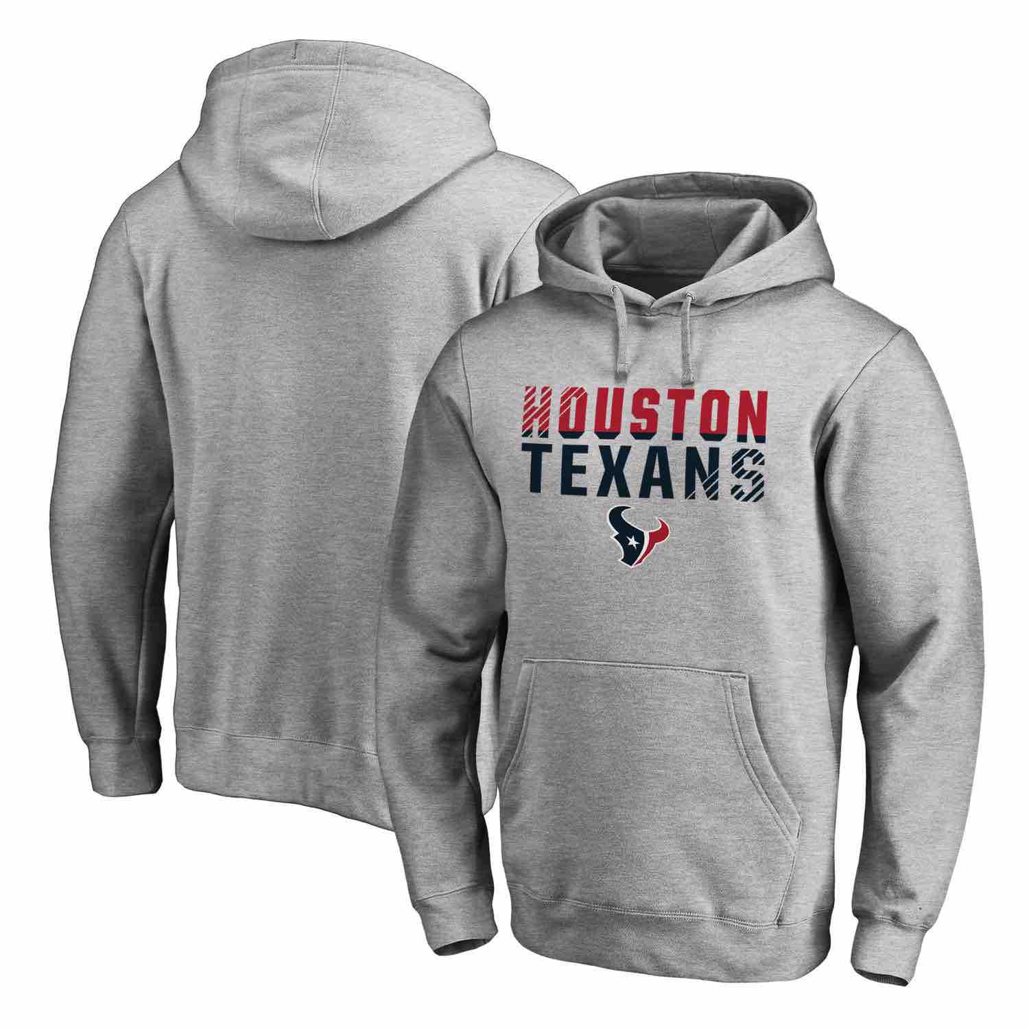 Mens Houston Texans NFL Pro Line by Fanatics Branded Ash Iconic Collection Fade Out Pullover Hoodie