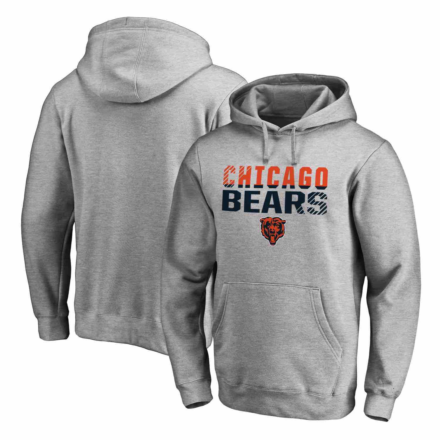 Mens Chicago Bears NFL Pro Line by Fanatics Branded Ash Iconic Collection Fade Out Pullover Hoodie
