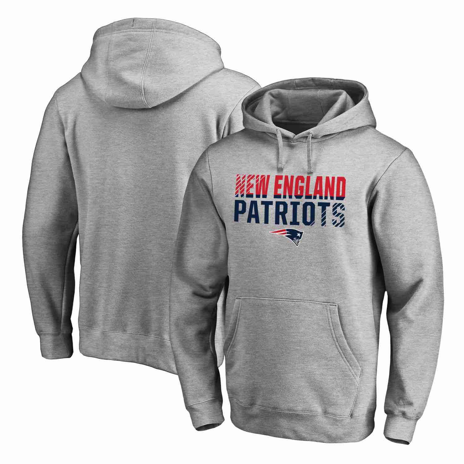 Mens New England Patriots NFL Pro Line by Fanatics Branded Ash Iconic Collection Fade Out Pullover Hoodie