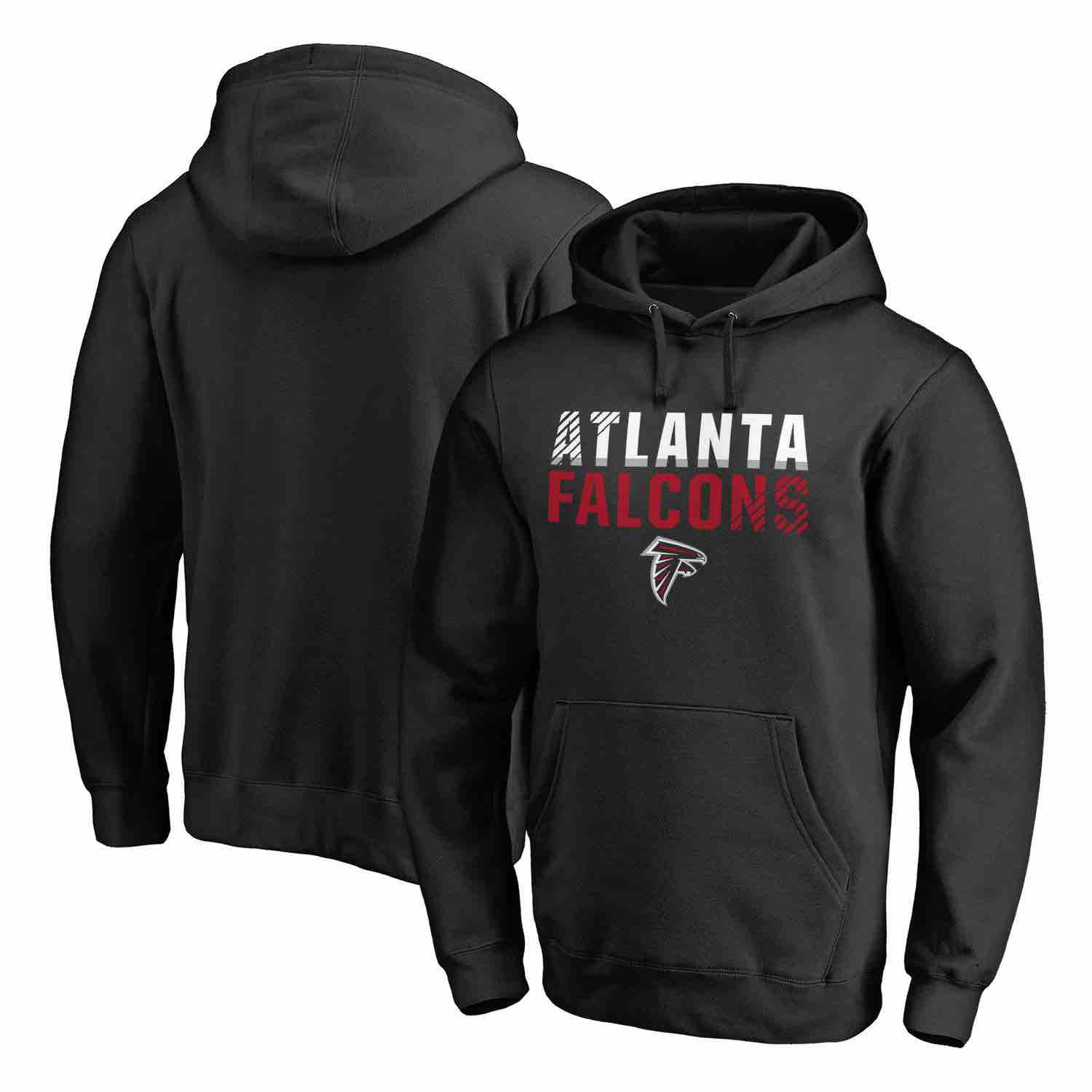 Mens Atlanta Falcons NFL Pro Line by Fanatics Branded Black Iconic Collection Fade Out Pullover Hoodie