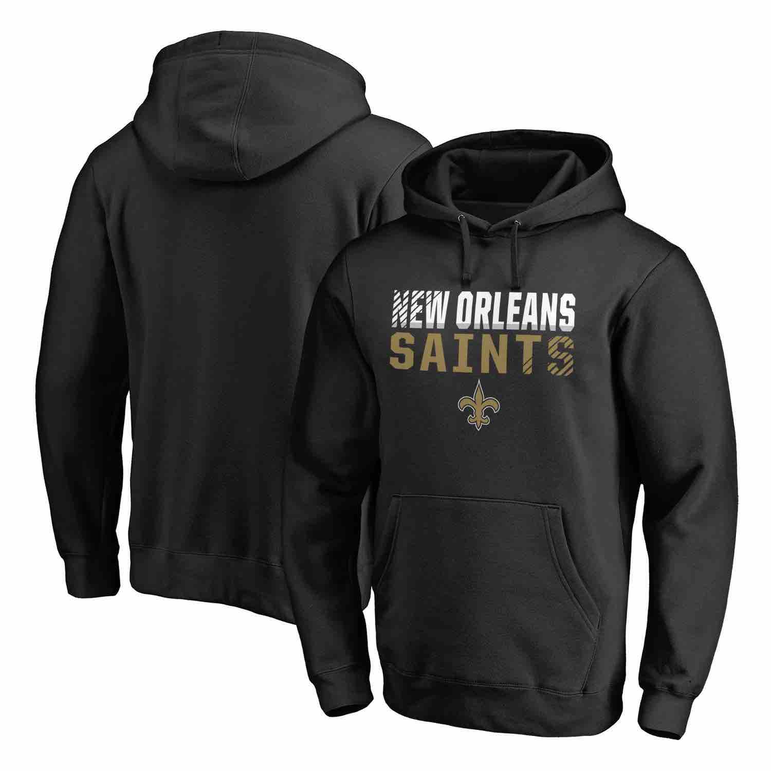 Mens New Orleans Saints NFL Pro Line by Fanatics Branded Black Iconic Collection Fade Out Pullover Hoodie