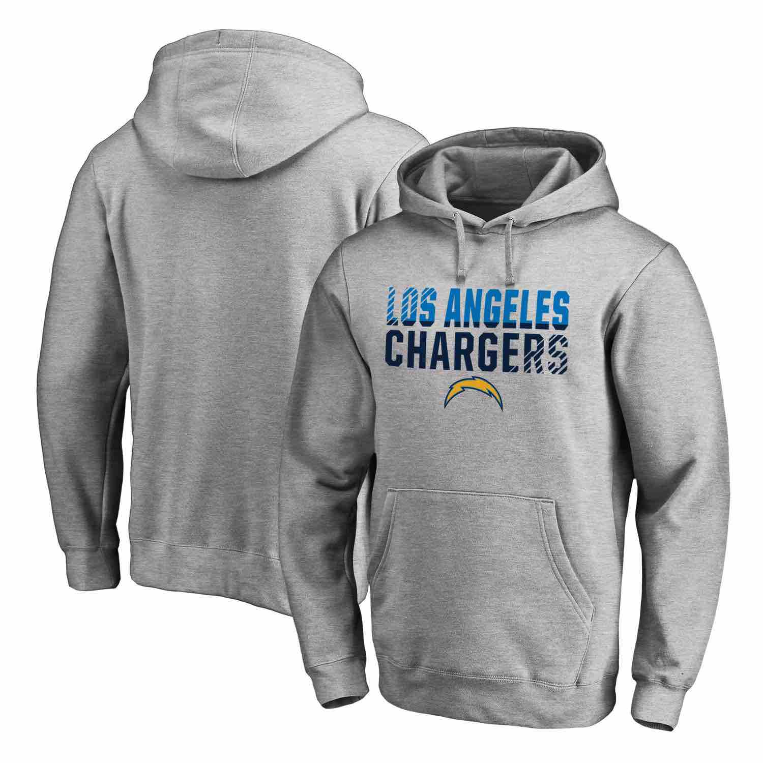Mens Los Angeles Chargers NFL Pro Line by Fanatics Branded Ash Iconic Collection Fade Out Pullover Hoodie