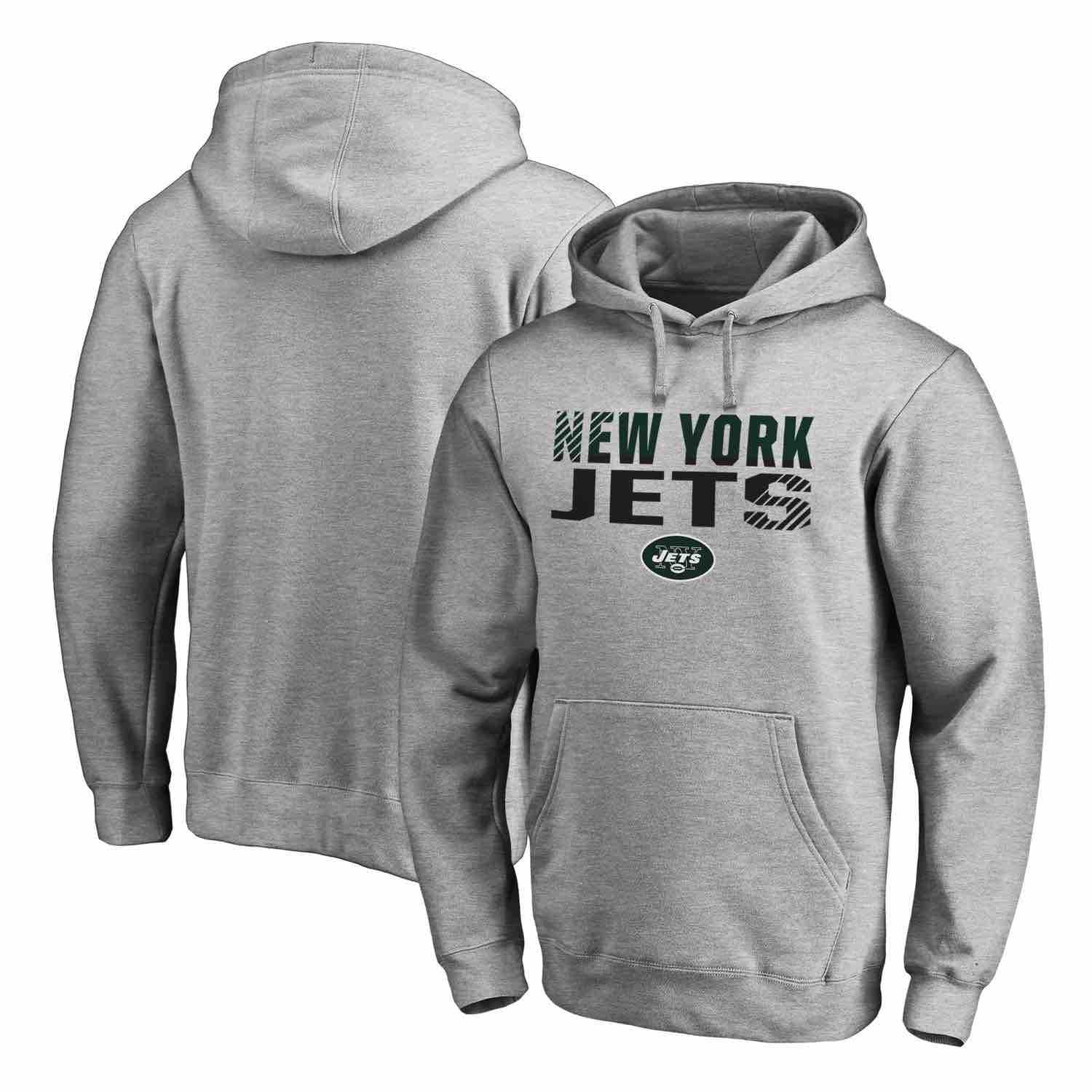 Mens New York Jets NFL Pro Line by Fanatics Branded Ash Iconic Collection Fade Out Pullover Hoodie