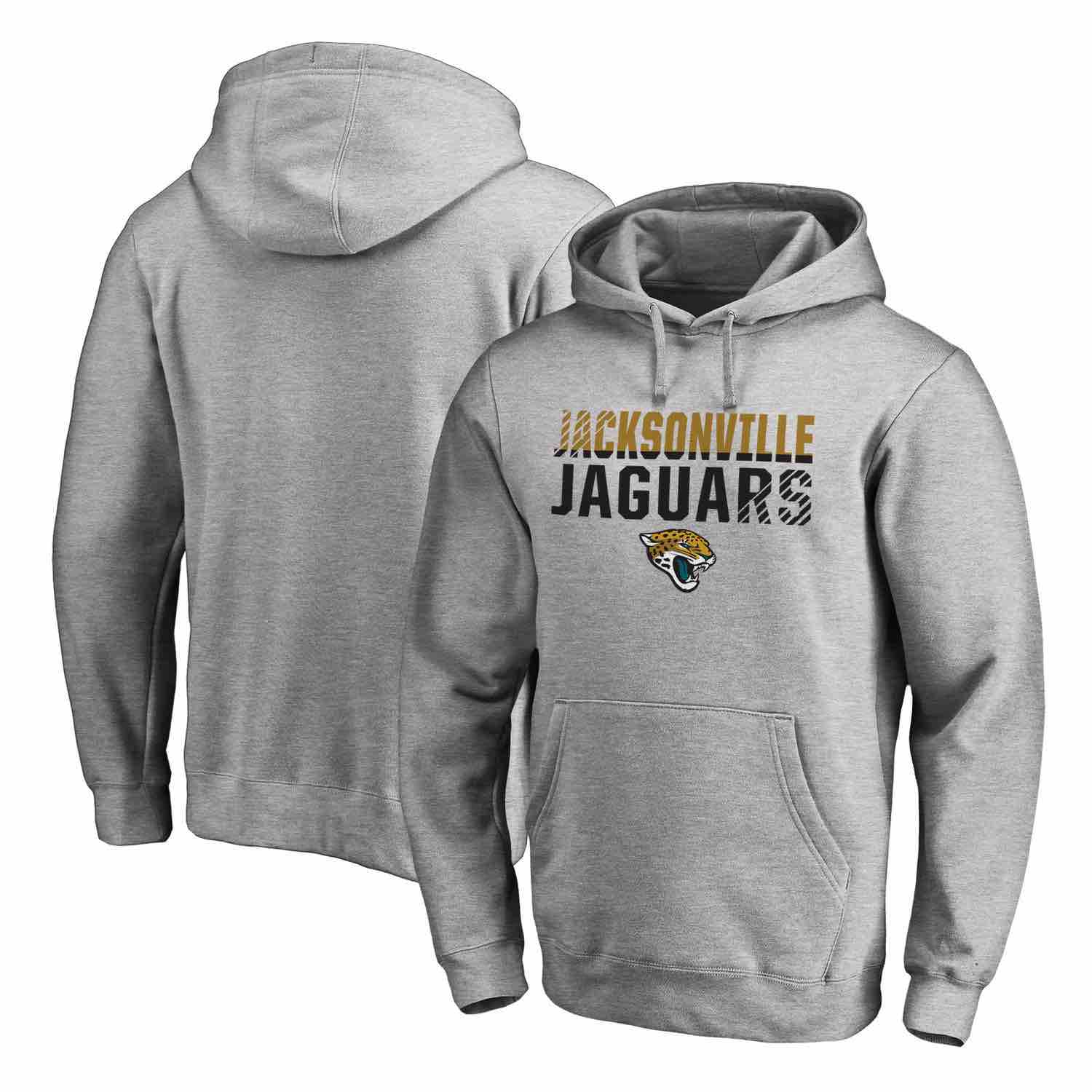 Mens Jacksonville Jaguars NFL Pro Line by Fanatics Branded Ash Iconic Collection Fade Out Pullover Hoodie