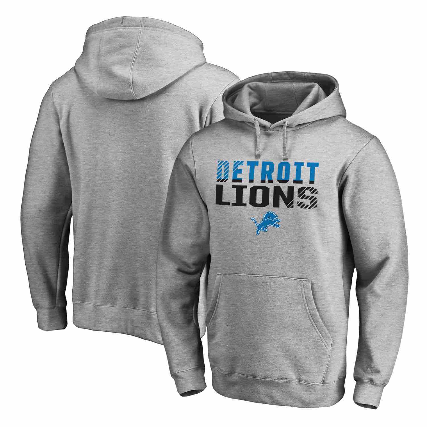 Mens Detroit Lions NFL Pro Line by Fanatics Branded Ash Iconic Collection Fade Out Pullover Hoodie