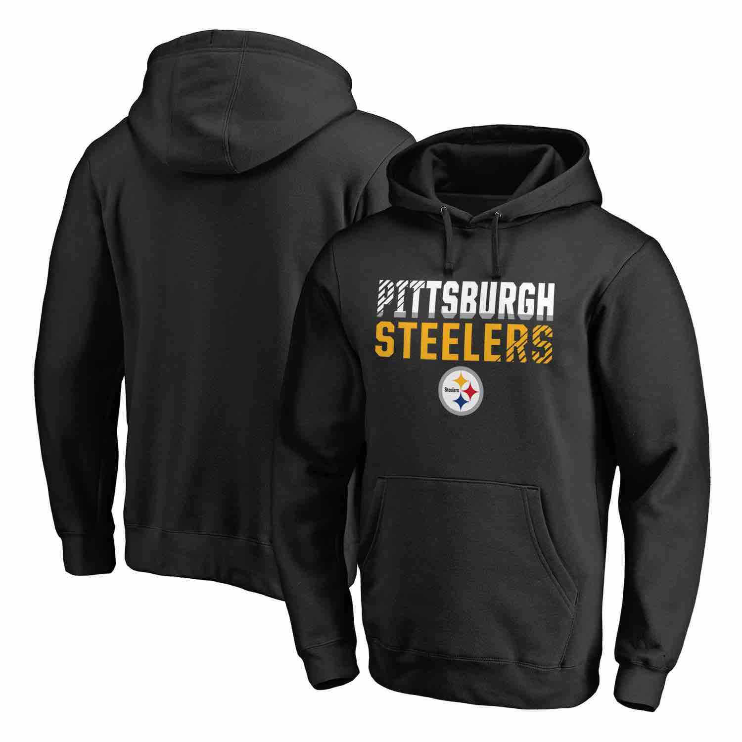 Mens Pittsburgh Steelers NFL Pro Line by Fanatics Branded Black Iconic Collection Fade Out Pullover Hoodie