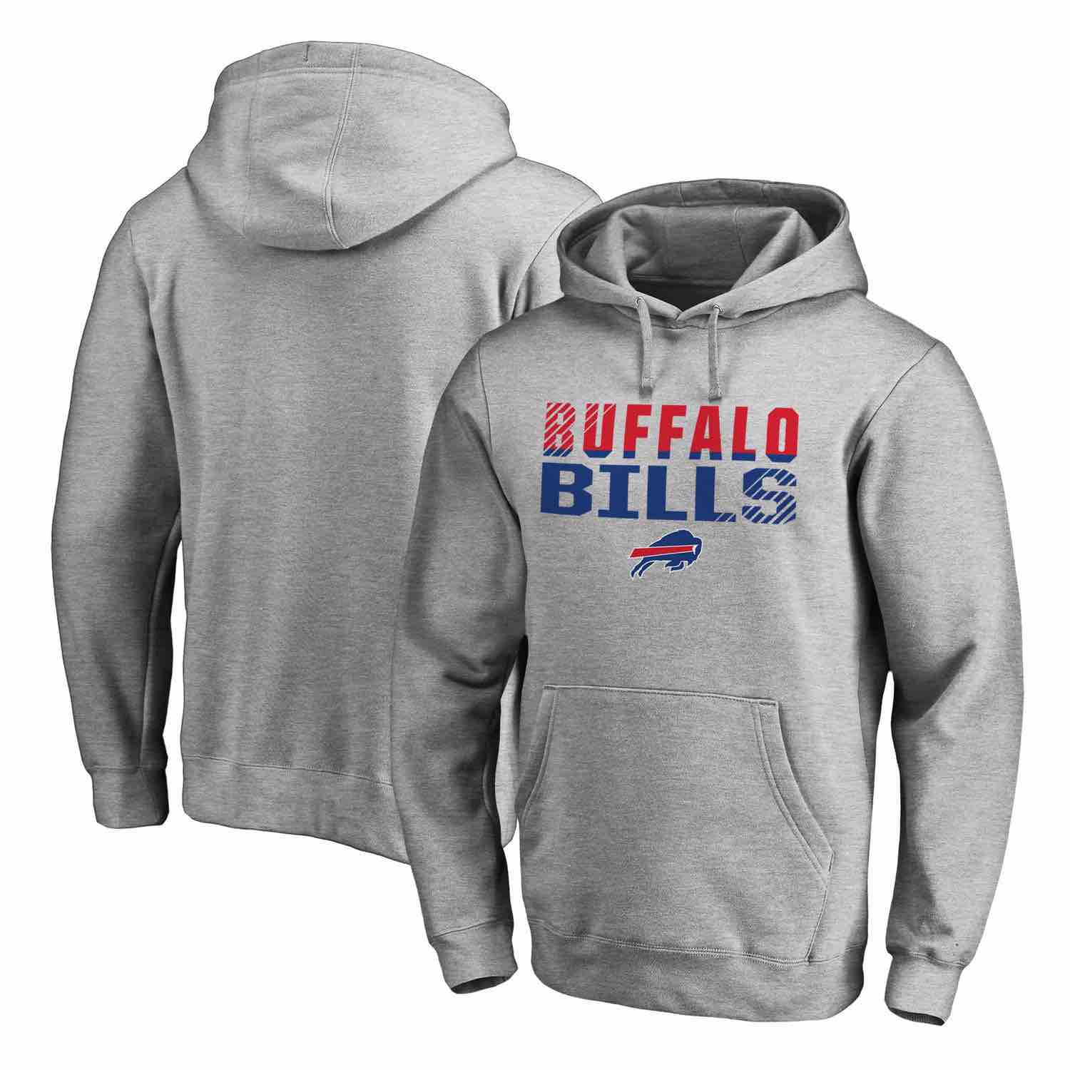 Mens Buffalo Bills NFL Pro Line by Fanatics Branded Ash Iconic Collection Fade Out Pullover Hoodie
