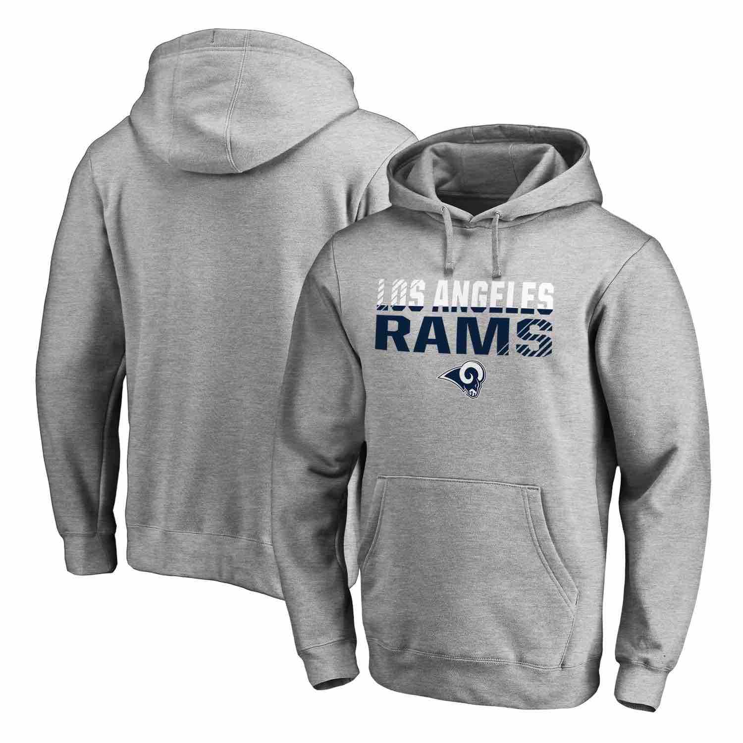 Mens Los Angeles Rams NFL Pro Line by Fanatics Branded Ash Iconic Collection Fade Out Pullover Hoodie
