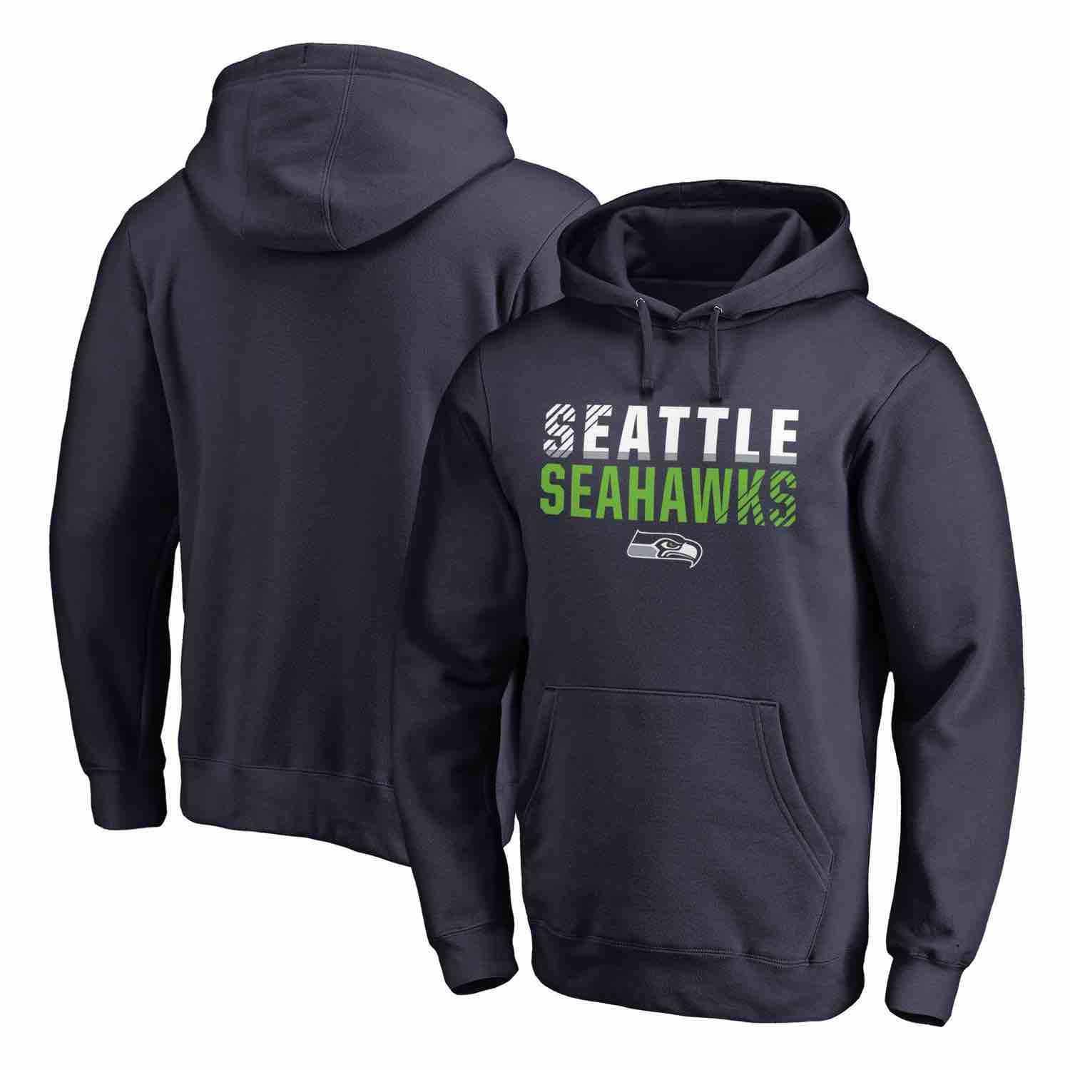 Mens Seattle Seahawks NFL Pro Line by Fanatics Branded College Navy Iconic Collection Fade Out Pullover Hoodie