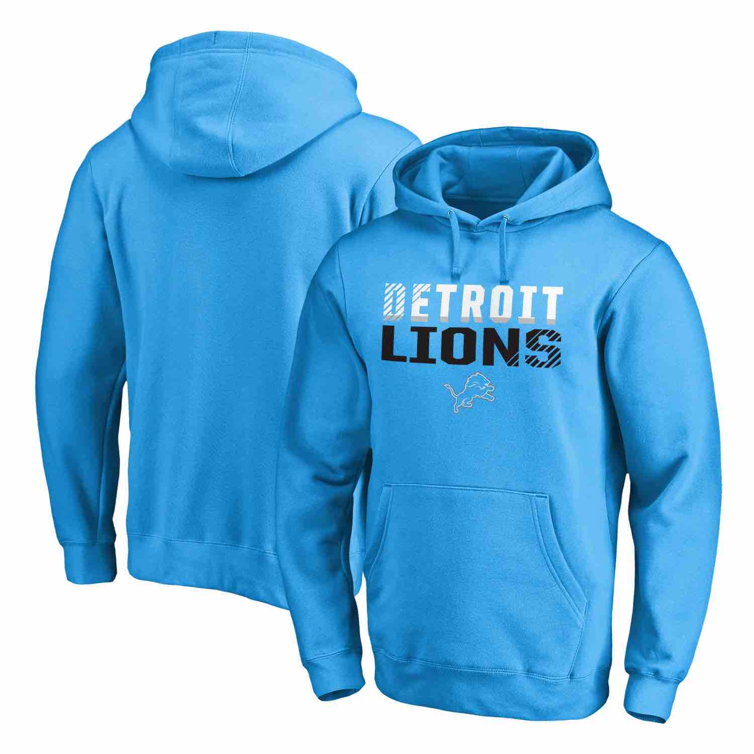 Mens Detroit Lions NFL Pro Line by Fanatics Branded Blue Iconic Collection Fade Out Pullover Hoodie