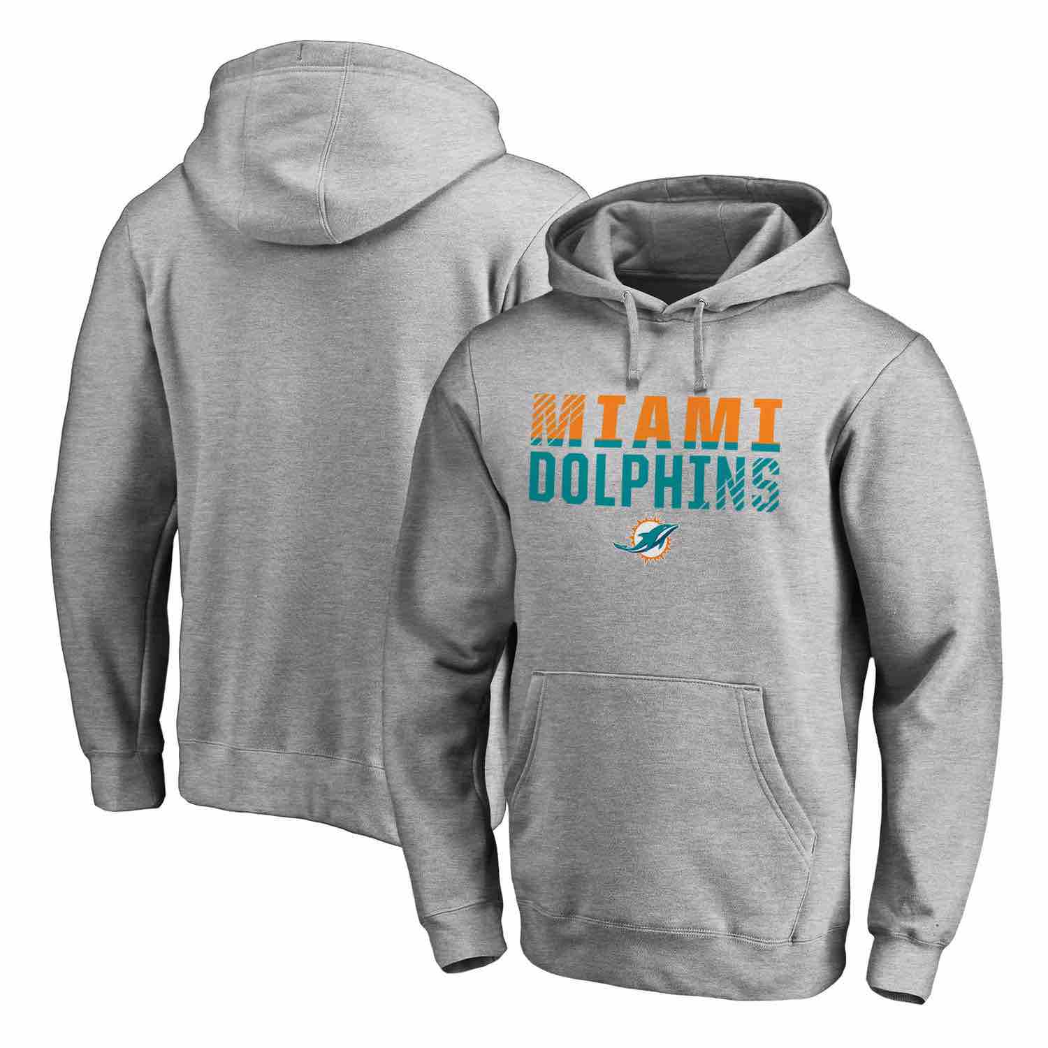 Mens Miami Dolphins NFL Pro Line by Fanatics Branded Ash Iconic Collection Fade Out Pullover Hoodie