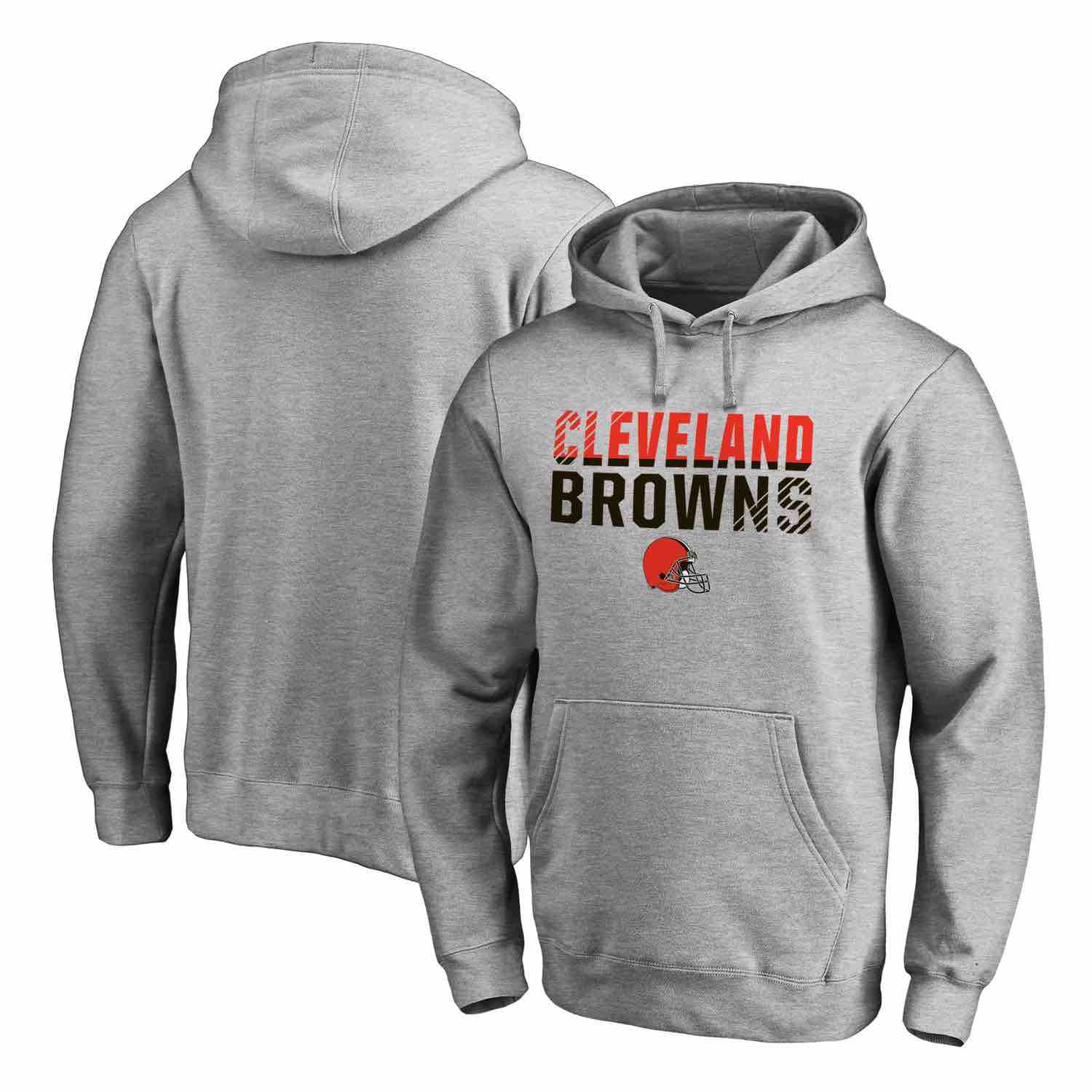Mens Cleveland Browns NFL Pro Line by Fanatics Branded Ash Iconic Collection Fade Out Pullover Hoodie