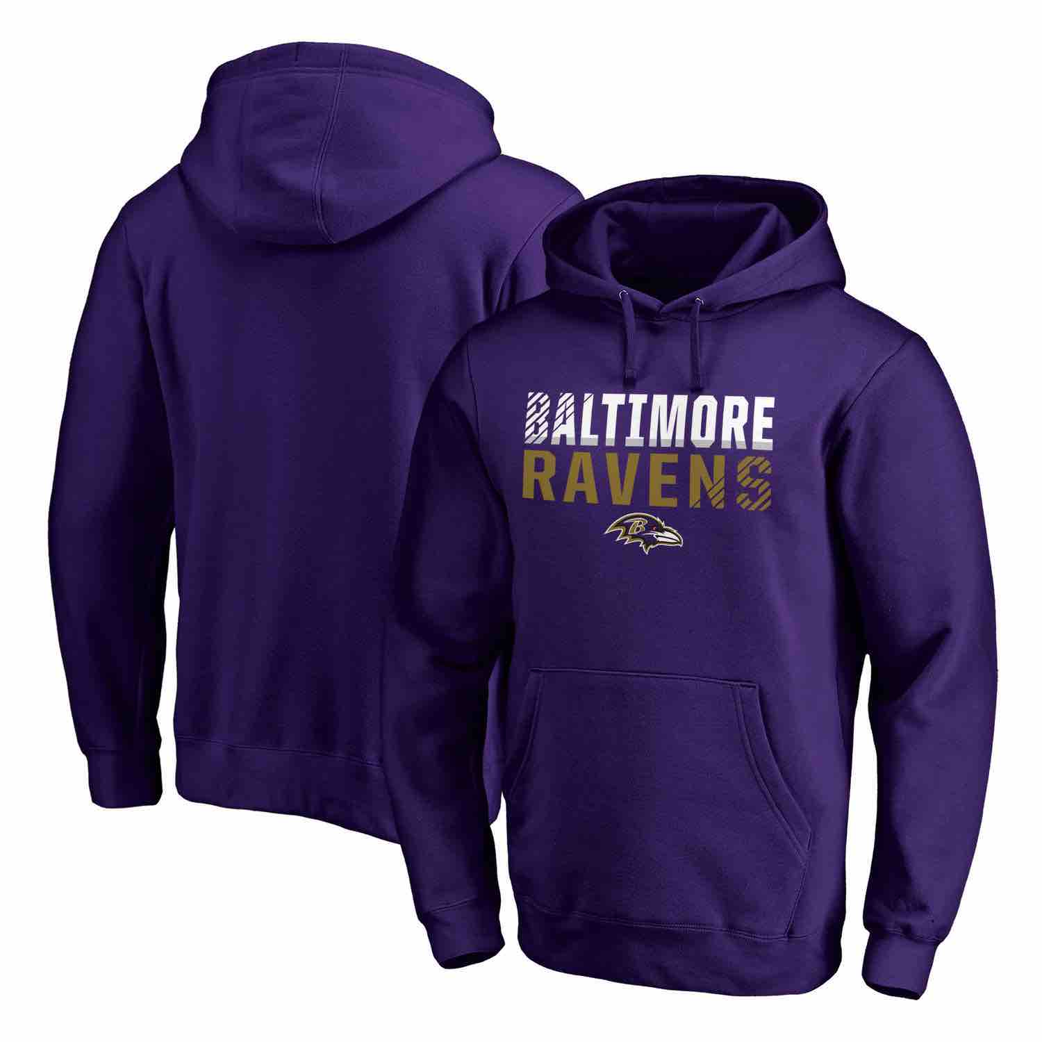 Mens Baltimore Ravens NFL Pro Line by Fanatics Branded Purple Iconic Collection Fade Out Pullover Hoodie