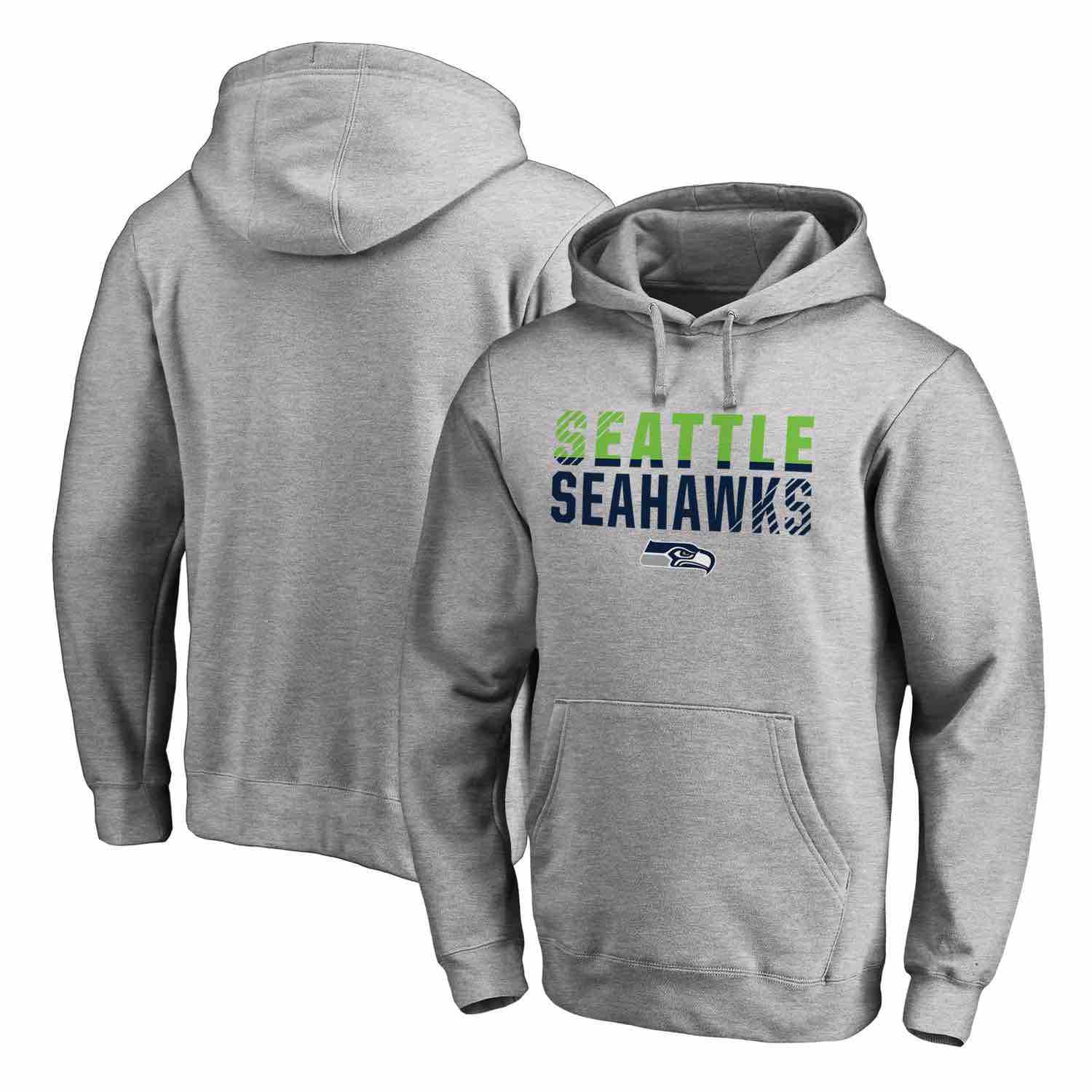 Mens Seattle Seahawks NFL Pro Line by Fanatics Branded Ash Iconic Collection Fade Out Pullover Hoodie