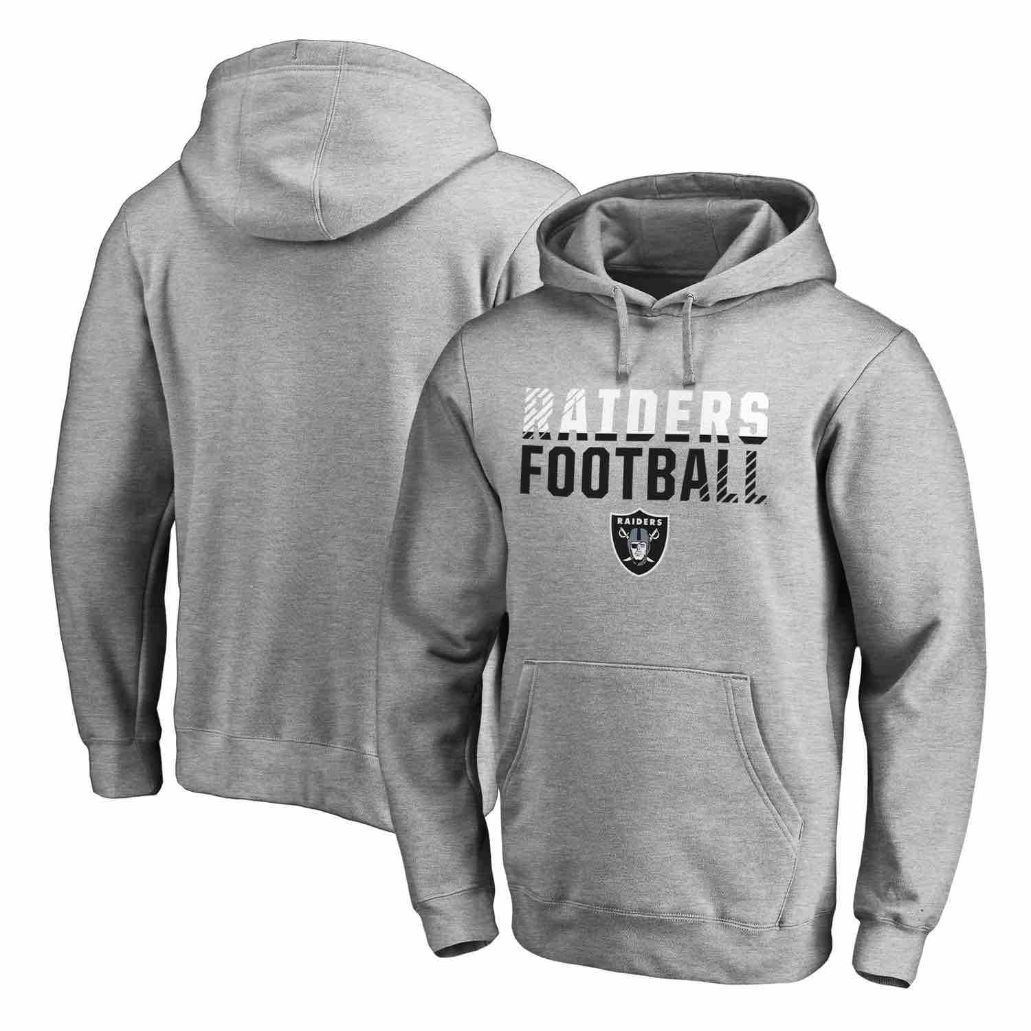 Mens Oakland Raiders NFL Pro Line by Fanatics Branded Ash Iconic Collection Fade Out Pullover Hoodie