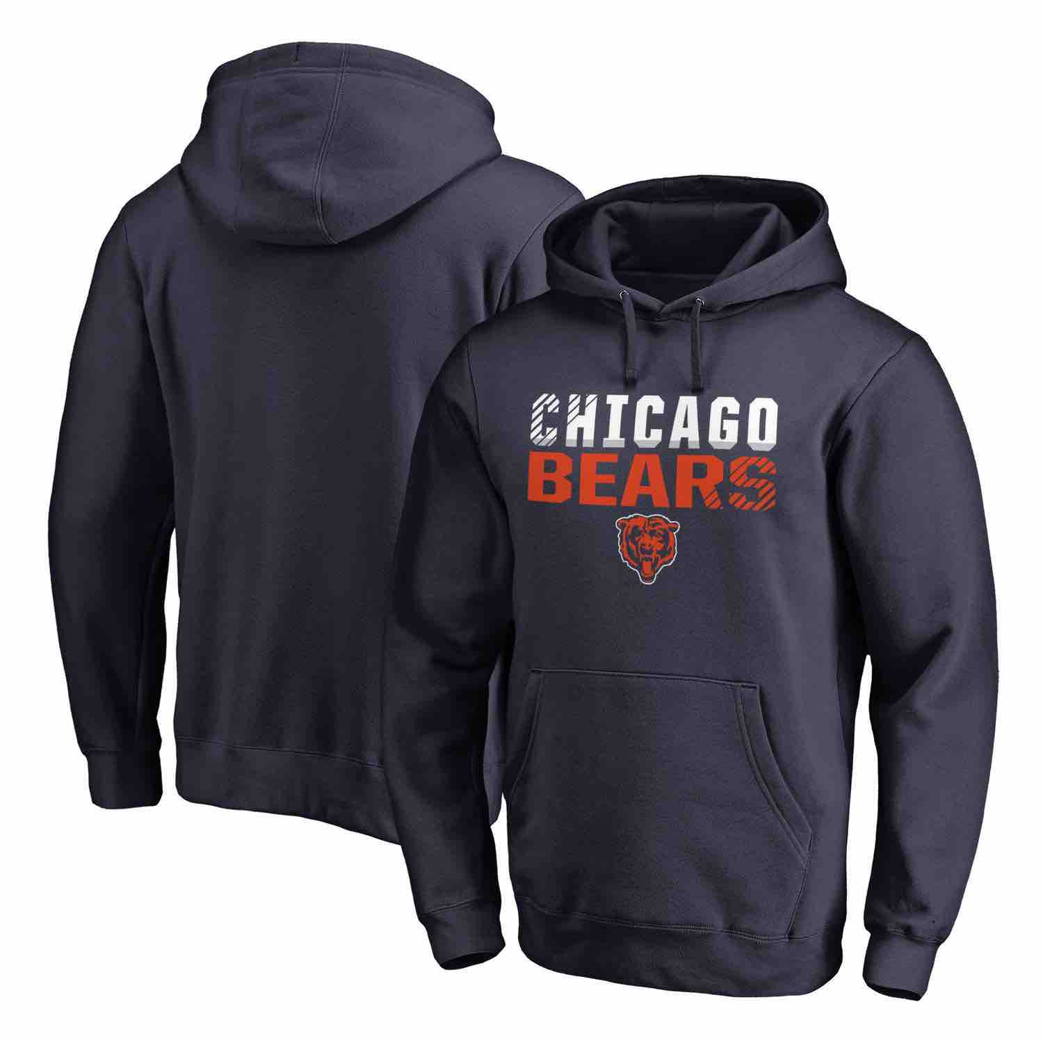 Mens Chicago Bears NFL Pro Line by Fanatics Branded Navy Iconic Collection Fade Out Pullover Hoodie