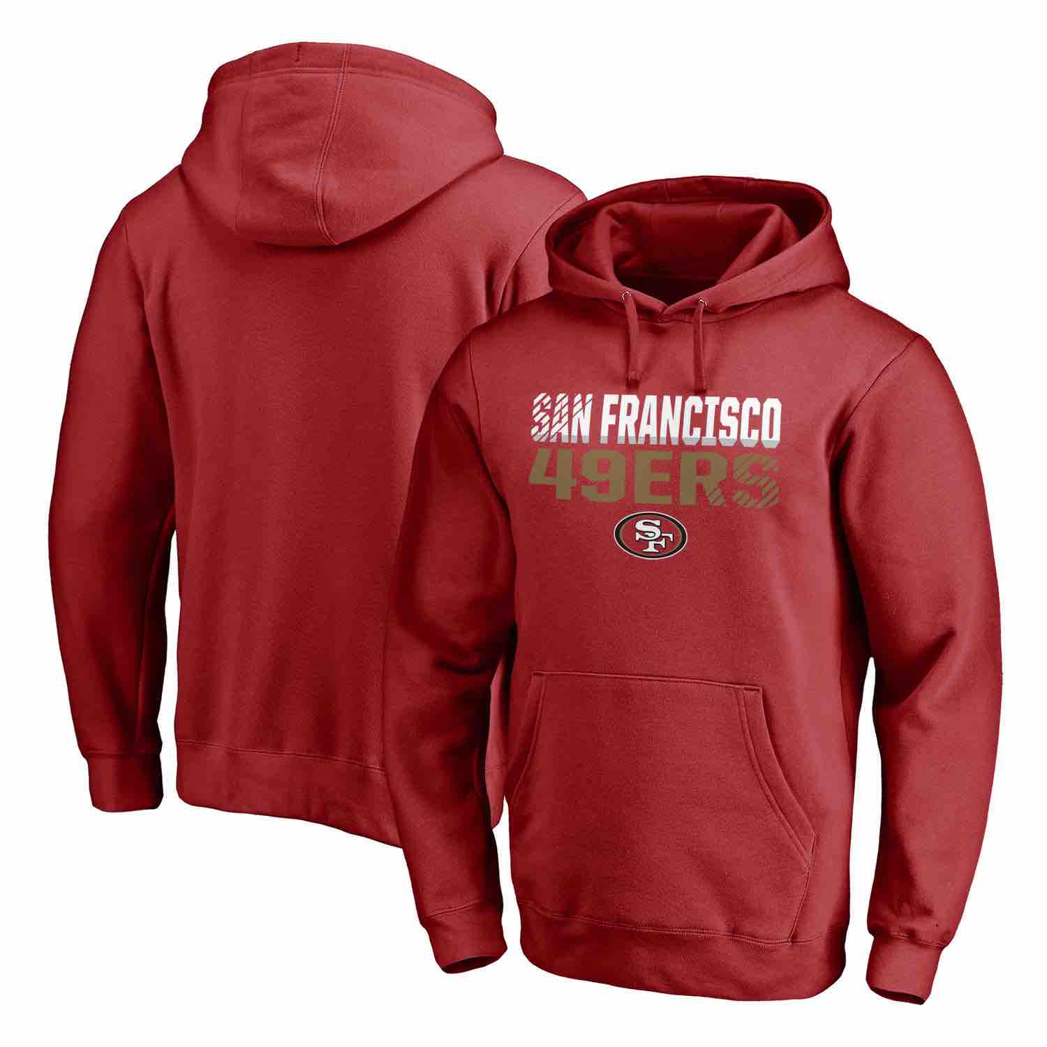 Mens San Francisco 49ers NFL Pro Line by Fanatics Branded Scarlet Iconic Collection Fade Out Pullover Hoodie