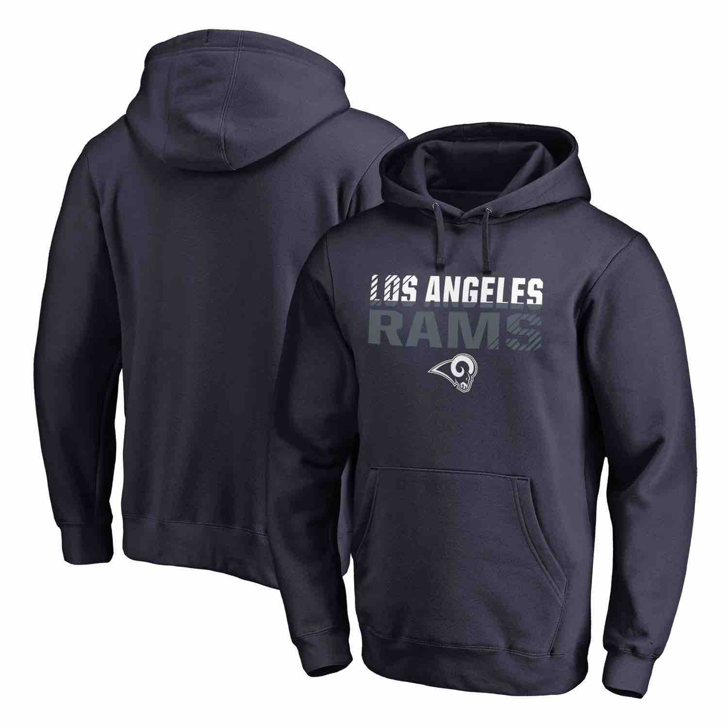 Mens Los Angeles Rams NFL Pro Line by Fanatics Branded Navy Iconic Collection Fade Out Pullover Hoodie