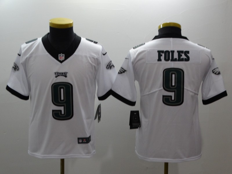 Kids NFL Philadelphia Eagles #9 Foles White Vapor Limited Jersey