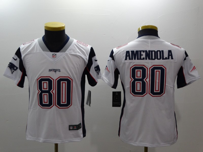 Kids NFL New England Patriots #80 Amendola White Vapor Limited Jersey