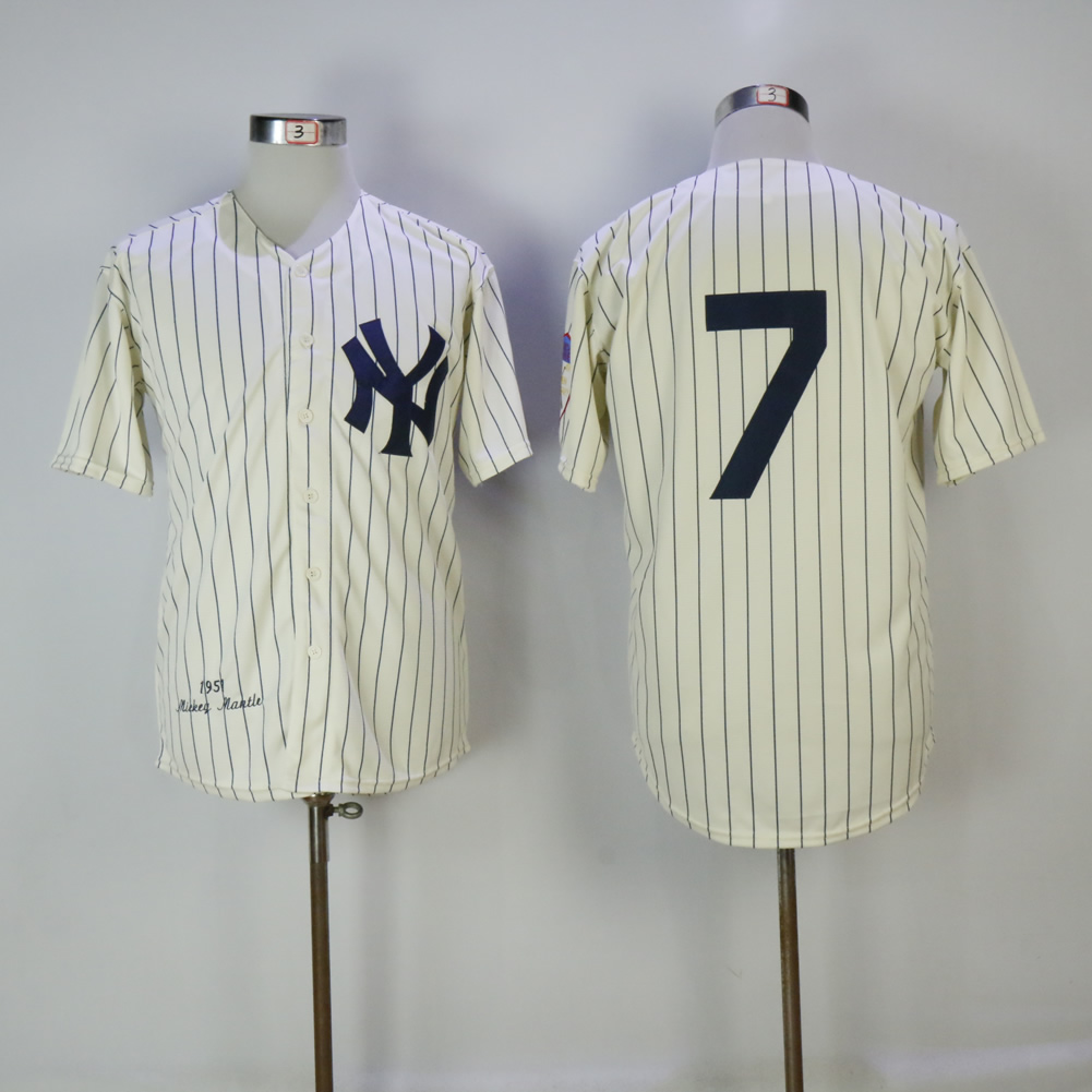 MLB New York Yankees #7 Cream Jersey