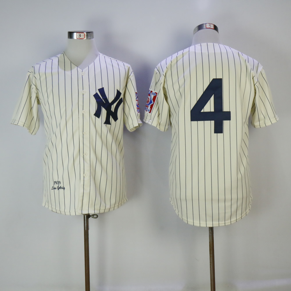 MLB New York Yankees #4 Gehrig Cream Jersey