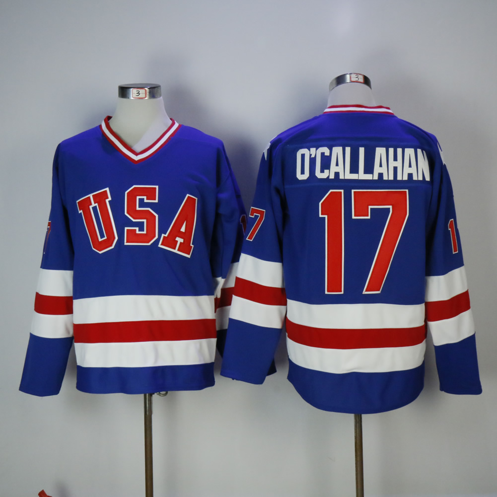 NHL USA Team #17 OCallahan Blue Hockey Jersey