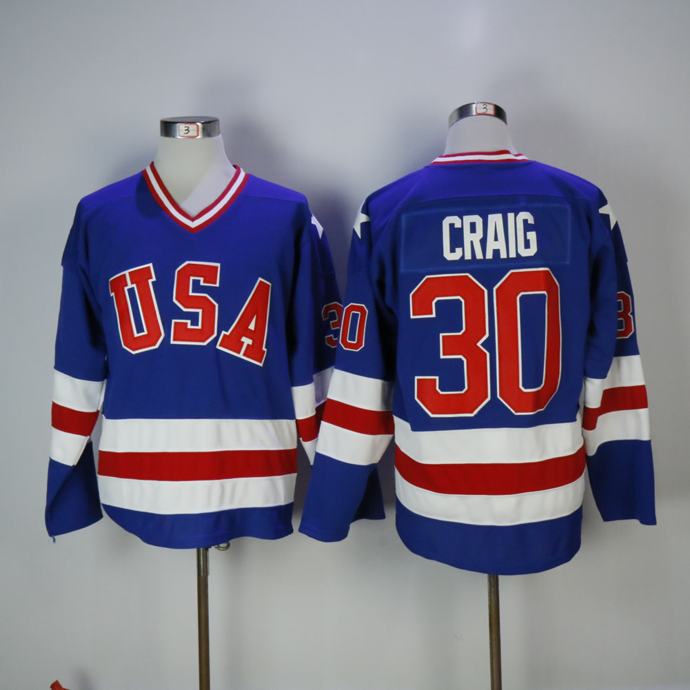 NHL USA Team #30 Craig Blue Hockey Jersey